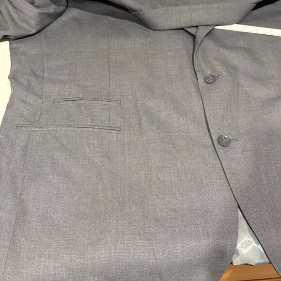JF J Ferrar Suit Jacket Mens 54X BGLG Gray Sharkskin 2 Button Front Peak Lapel - Picture 3 of 16